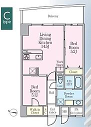 グランシエル川口 7階1SLDKの間取り