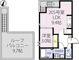 フォンティーナ本千葉 1LDKの間取図画像