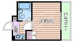 パークサイド別府 3階1Kの間取り