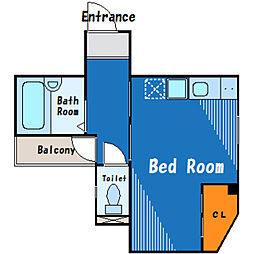 京急本線 雑色駅 徒歩9分の賃貸マンション 2階ワンルームの間取り