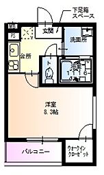 フジパレス中野5番館 1Kの間取図画像