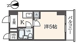 西栄ビル 1Kの間取図画像
