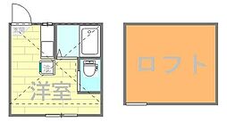 第2フタバハイツ 2階ワンルームの間取り