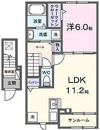 メゾン・リファーレ 2階1LDKの間取り