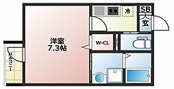 プルミエII 3階1Kの間取り