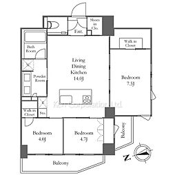 ザ・パークハビオＳＯＨＯ祐天寺 6階3LDKの間取り