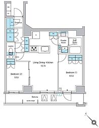 プレディアコート西葛西 2階2LDKの間取り