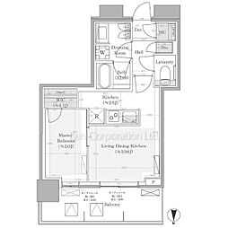 パークシティ中野ザタワーブリーズ 1LDKの間取図画像