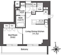 ミリアレジデンス蔵前 8階1LDKの間取り