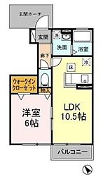 コンフォールダイワ 1階1LDKの間取り