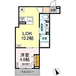 セレスティア皿沼 3階1LDKの間取り