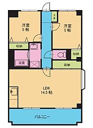 ドミールS・T 2階2LDKの間取り