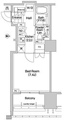 コンフォリア秋葉原EAST 1Kの間取図画像