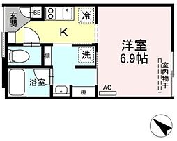 グランテージ西小山 1階ワンルームの間取り