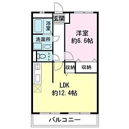 ＬＡＴＴＥ外原館 2階1LDKの間取り