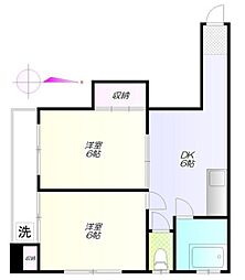 コーポウエダ 2階2DKの間取り