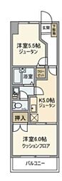 北習志野セントラルガーデン 2Kの間取図画像