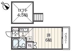 ドミールワダ 1階1Kの間取り