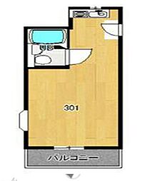 ソリッドリファイン京王堀之内 3階ワンルームの間取り