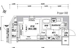 ティモーネプレミアム立川 1階1Kの間取り