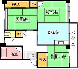 UR都市機構武里団地5-5 3DKの間取図画像