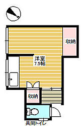 寿荘 1階ワンルームの間取り