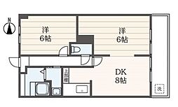 ハイツ真海 2階2DKの間取り