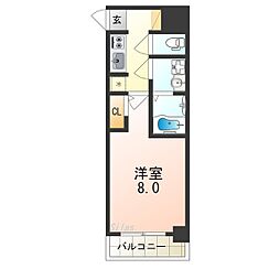 JR阪和線 堺市駅 徒歩3分の賃貸マンション 8階1Kの間取り