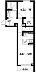 ヴィラデルソル 1LDKの間取図画像