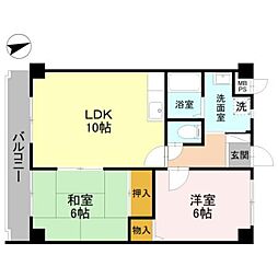 サンライズ三国ヶ丘 2LDKの間取図画像