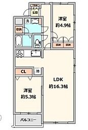 ベルメゾン 2LDKの間取図画像
