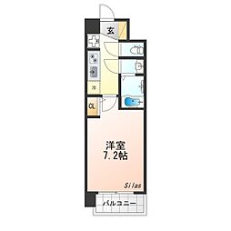 エステムコート京都二条 3階1Kの間取り