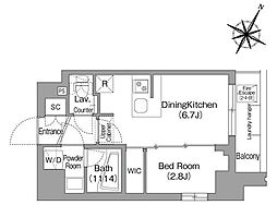 コンフォリア・リヴ新中野サウス 4階1DKの間取り