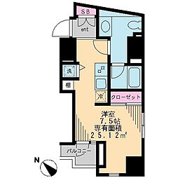 音羽クリニックビル 4階ワンルームの間取り