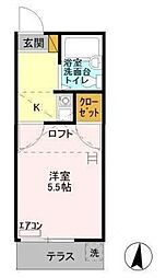 マルヤスハウス 1階1Kの間取り
