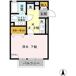 JR東海道・山陽本線 三ノ宮駅 徒歩14分の賃貸アパート 2階1Kの間取り
