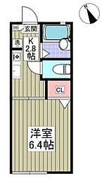 エーデル西都賀 1Kの間取図画像