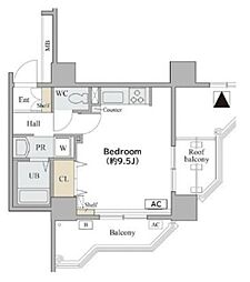 コラム神泉 3階ワンルームの間取り