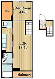 サニーサイド 4階1LDKの間取り
