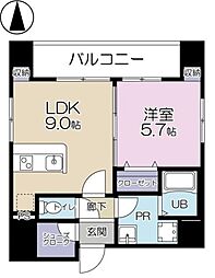 ププレ上野松が谷 10階1LDKの間取り