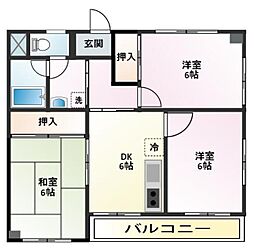 ヤマトハイム 3階3DKの間取り