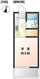 ルミニコスモス 2階ワンルームの間取り