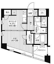 コスモリード新宿余丁町 5階1DKの間取り