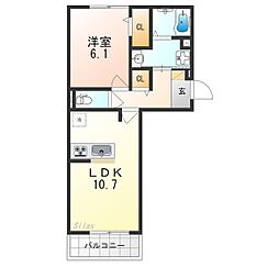 ジラソーレ 2階1LDKの間取り