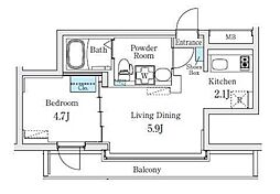フィーカ池袋 5階1LDKの間取り