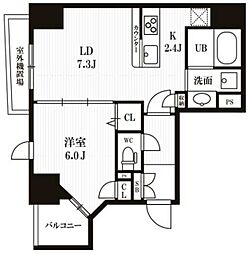 ピークス神田 13階1LDKの間取り