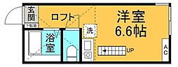 ピアチェーレ ワンルームの間取図画像
