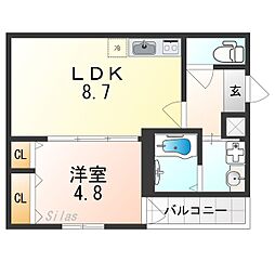 フジパレス高石加茂 2階1LDKの間取り