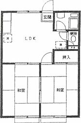 コーポTAMA 2階2LDKの間取り