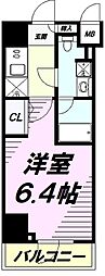 メインステージ八王子TokyoWest 1Kの間取図画像